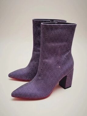 A New Day Size 6.5 Cassidy Silver Grey Rhinestone Ankle Boots NWT